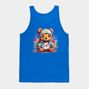 Cute Baby Bear Chibi Style Color Splash Design Tank Top